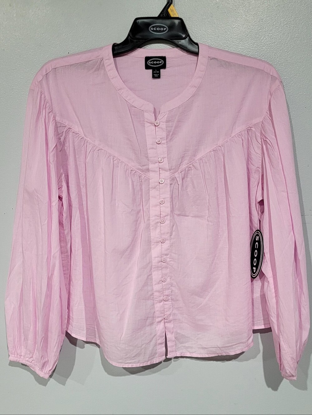 Soft Pink Gathered Peasant Blouse